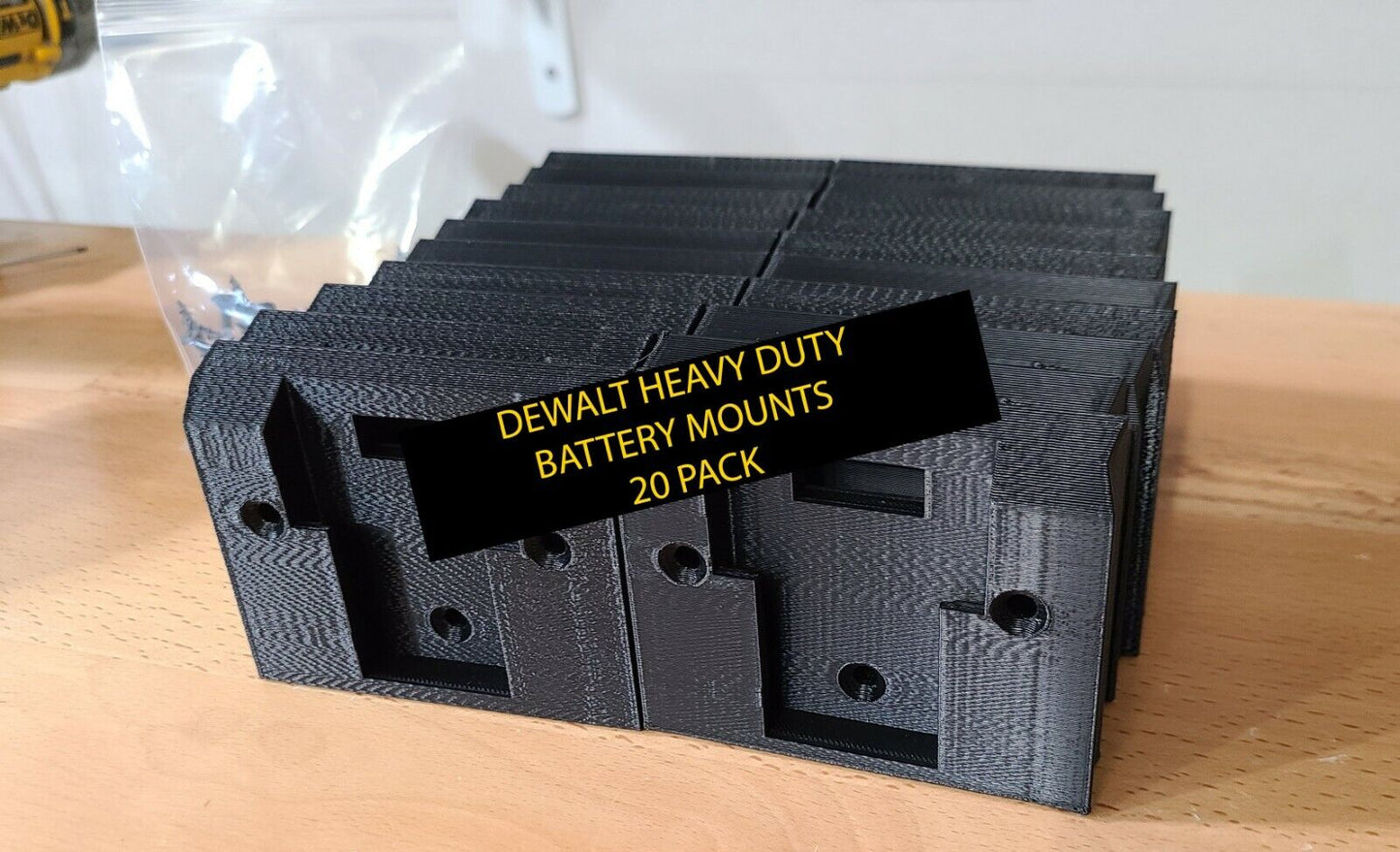 BATTERY MOUNTS FOR DEWALT BATTERIES - 20 PACK - FITS 20V OR FLEXVOLT