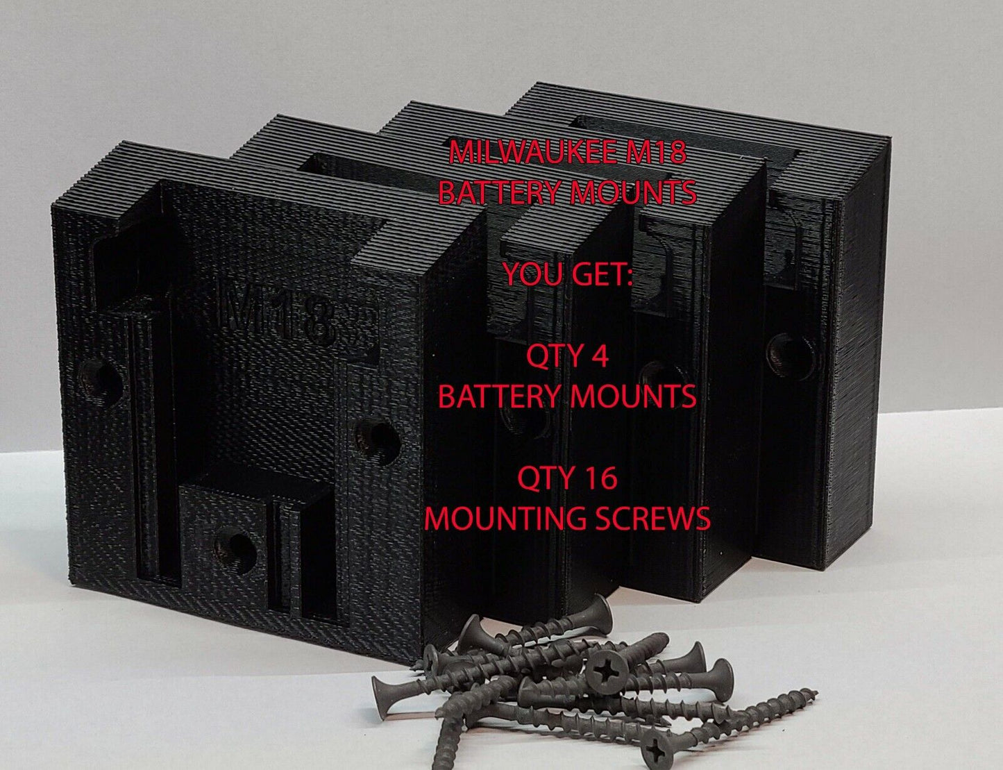 BATTERY MOUNTS FOR MILWAUKEE M18 - PRINTED IN STRONG ABS!