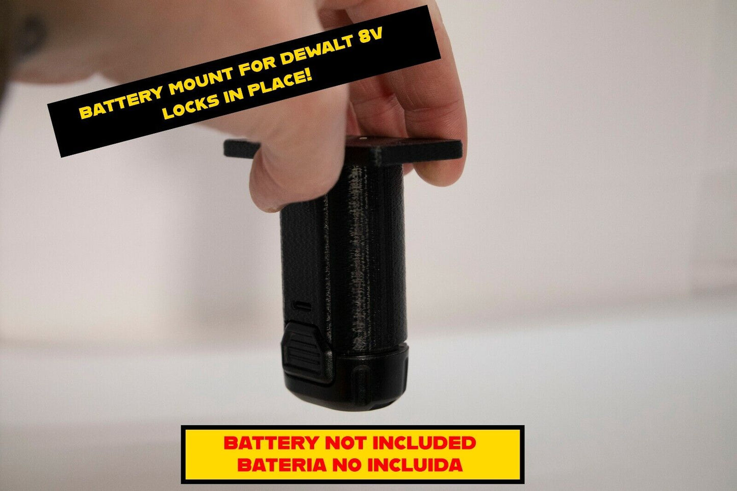 BATTERY MOUNT - FITS DEWALT 8V BATTERIES - 3D PRINTED