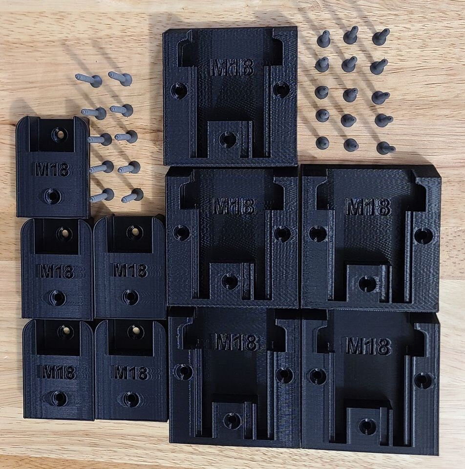 Tool and Battery Mounts - Fits Milwaukee M18 - 5 Tool Mounts & 5 Battery Mounts